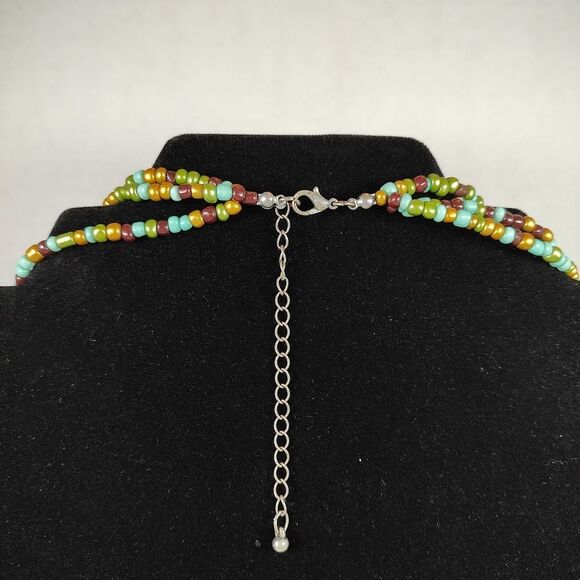 Boho Multicolor Bead Necklace Layered Statement Jewelry Retro Circles 16" - 19" - Picture 9 of 15